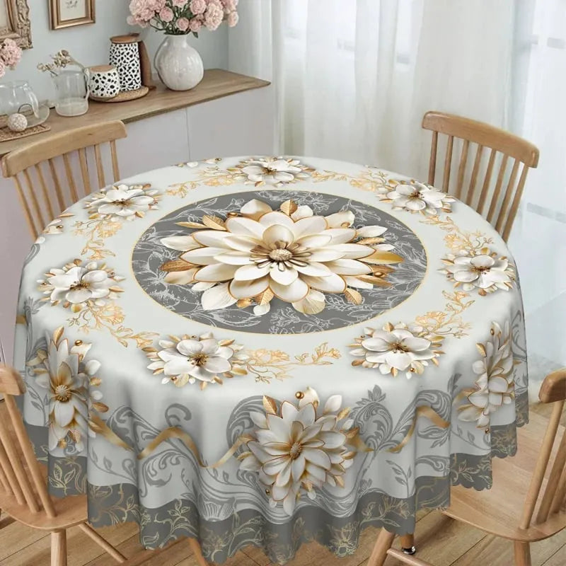 🎉⏰Elegant Waterproof Embossed Floral Tablecloth💮