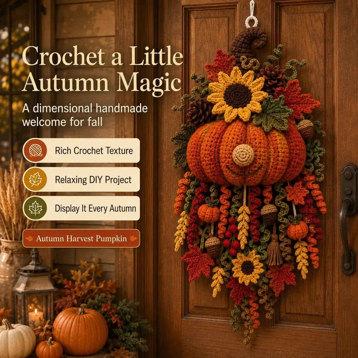 🎉🧶 DIY Dimensional Seasonal Crochet Door Hanger Kit Collection | Coordinated Yarn, Filling, Accessories & Step-by-Step Instructions Included 💕