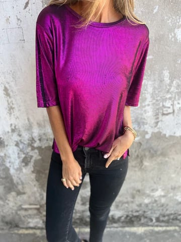 Women's Round Neck Mercerized Fashion Casual T-shirt