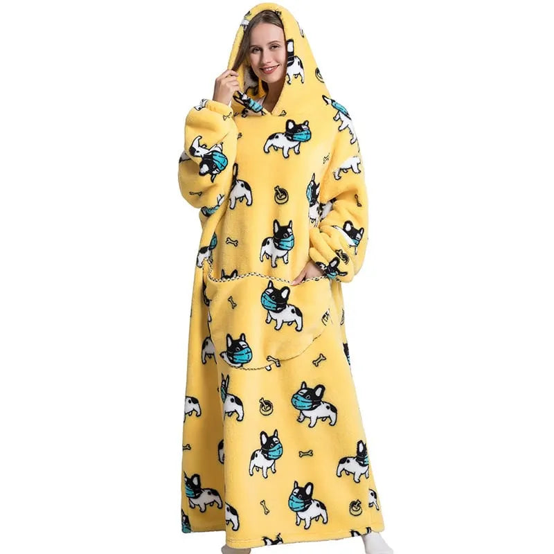 Cute Cartoon Print Hoodie Blanket