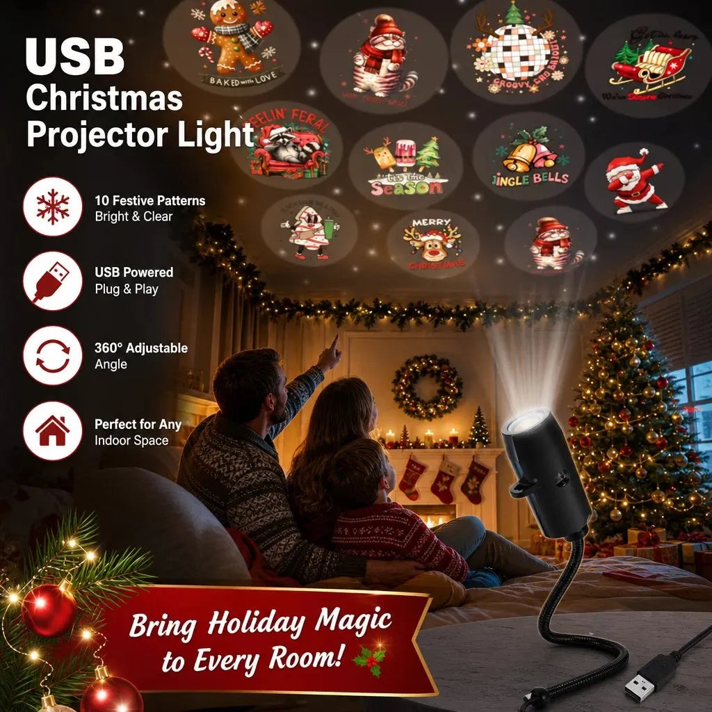 🔥 HOT SALE 🔥Plug-&-Play HD Christmas Projector – 6 or 10 Festive Scenes