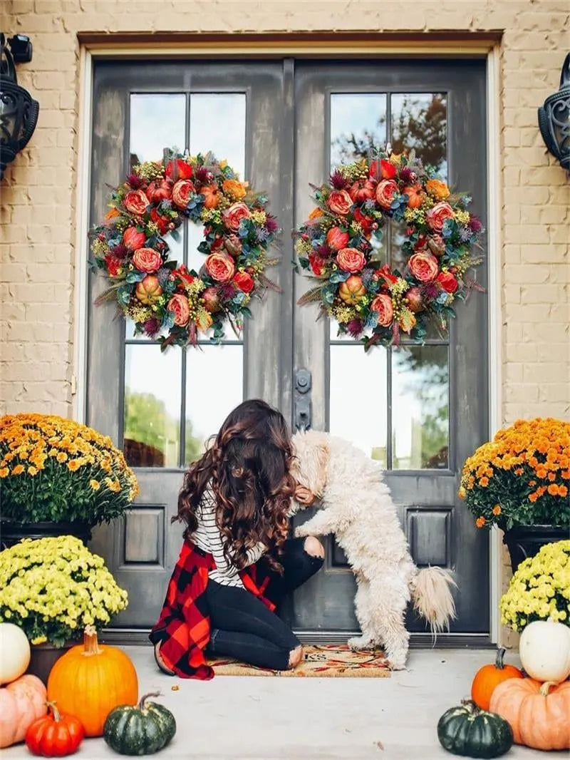 🔥HOT SALE🔥💖Last Day 49% OFF💖Fall Peony And Pumpkin Wreath - Year Round Wreath--🔥BUY 2 FREE SHIPPING