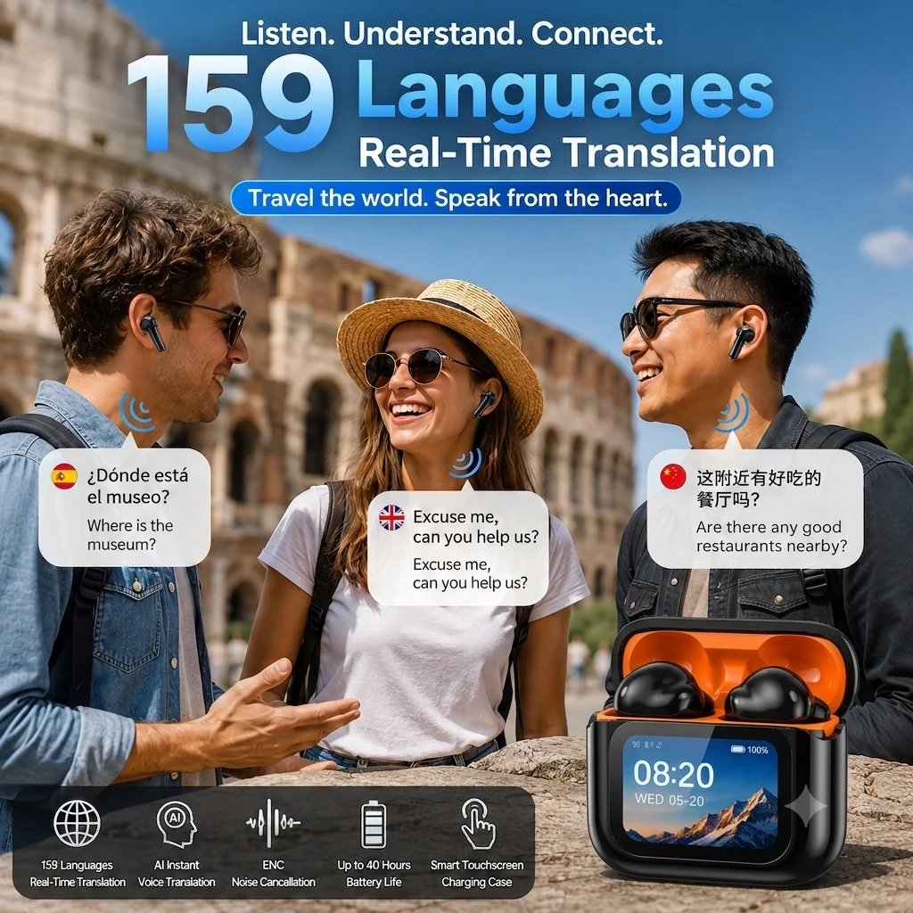 🔥HOT SALE🔥🎁2026 New Bluetooth Wireless Noise-Canceling Translation Earbuds