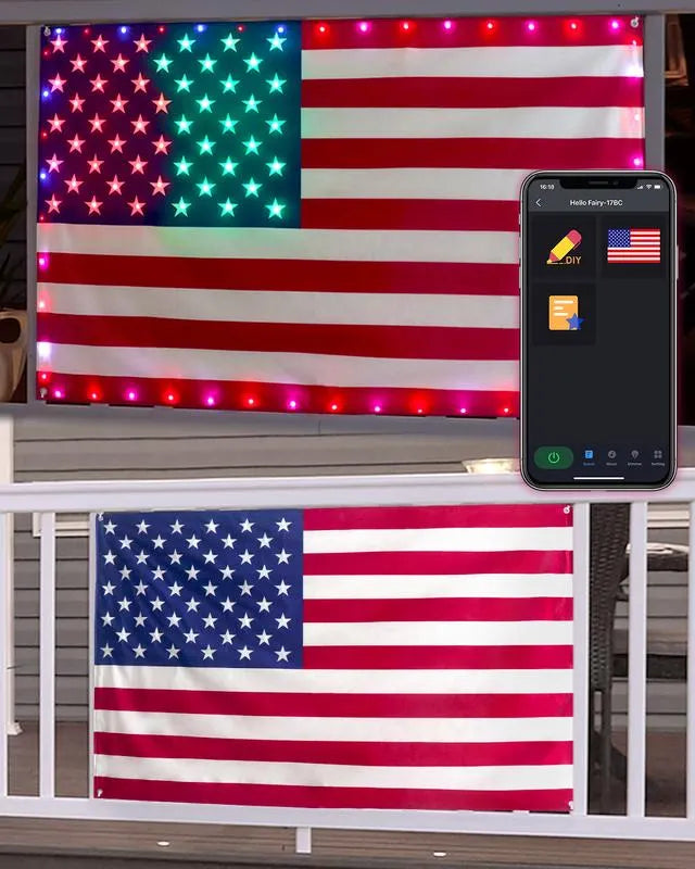 3x5 FT American Flag Lights with App & Remote Control