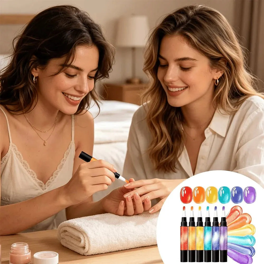 🎉💅 6PCS One-Step Gel Nail Art Pen Set – Salon Beauty at Home