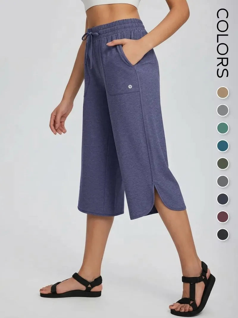 👖2026 Women's Wide Leg Yoga Capris – High Waisted with Pockets, Quick Dry, Lightweight, UPF 50+ Sun Protection – Loose Comfy for Hiking, Gym, Travel & Outdoor Workout ☀️