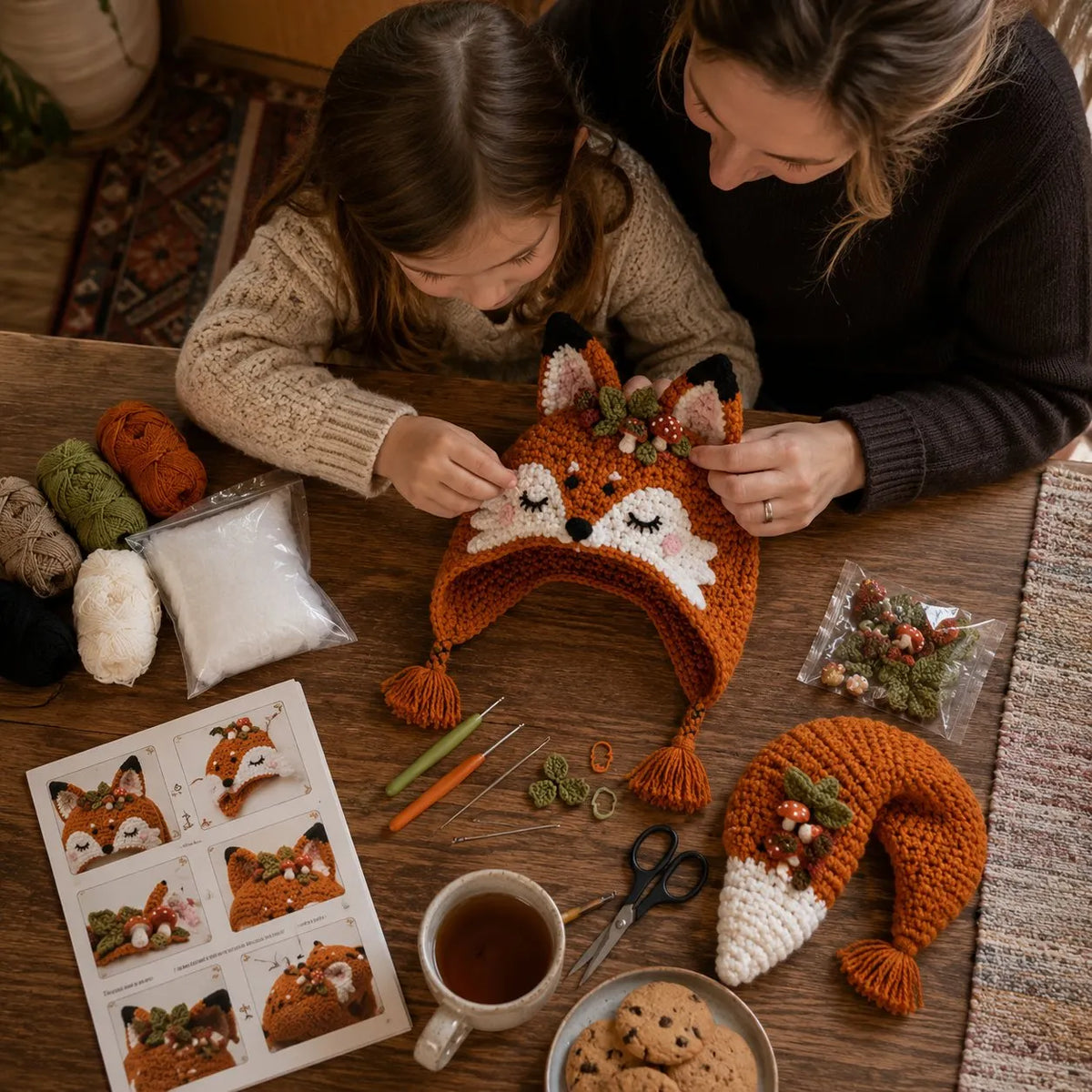 🎉🐉✨ Fantasy Hood Hat DIY Crochet Kit | Premium Soft Yarn Materials with Step-by-Step Guide DIY Handmade Wearable Character Hood 🧶🎭✨