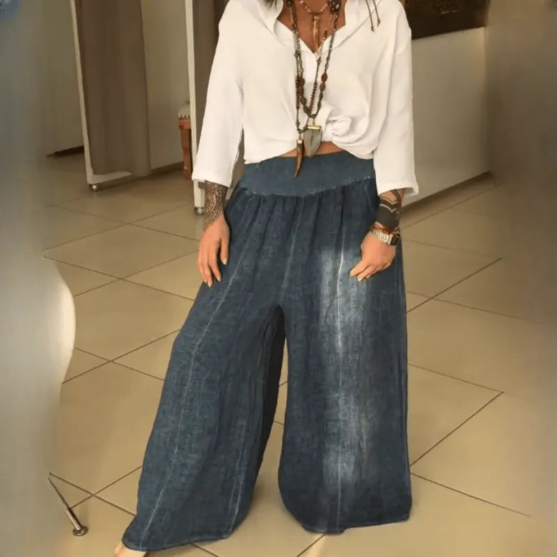 Women's Elastic Wide-Leg Pants with Pockets (Buy 2 Free Shipping)