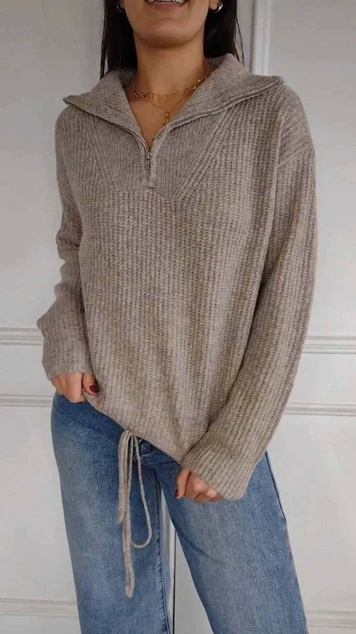 Solid Color Base Stand Collar Sweater