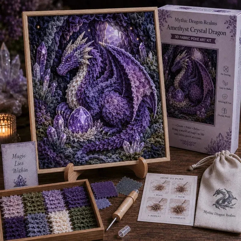 🔥HOT SALE🔥💥🏆Last Day Buy 2 get 1 free🐉 Mythic Dragon Realms 3D Fabric Poke Art Kit