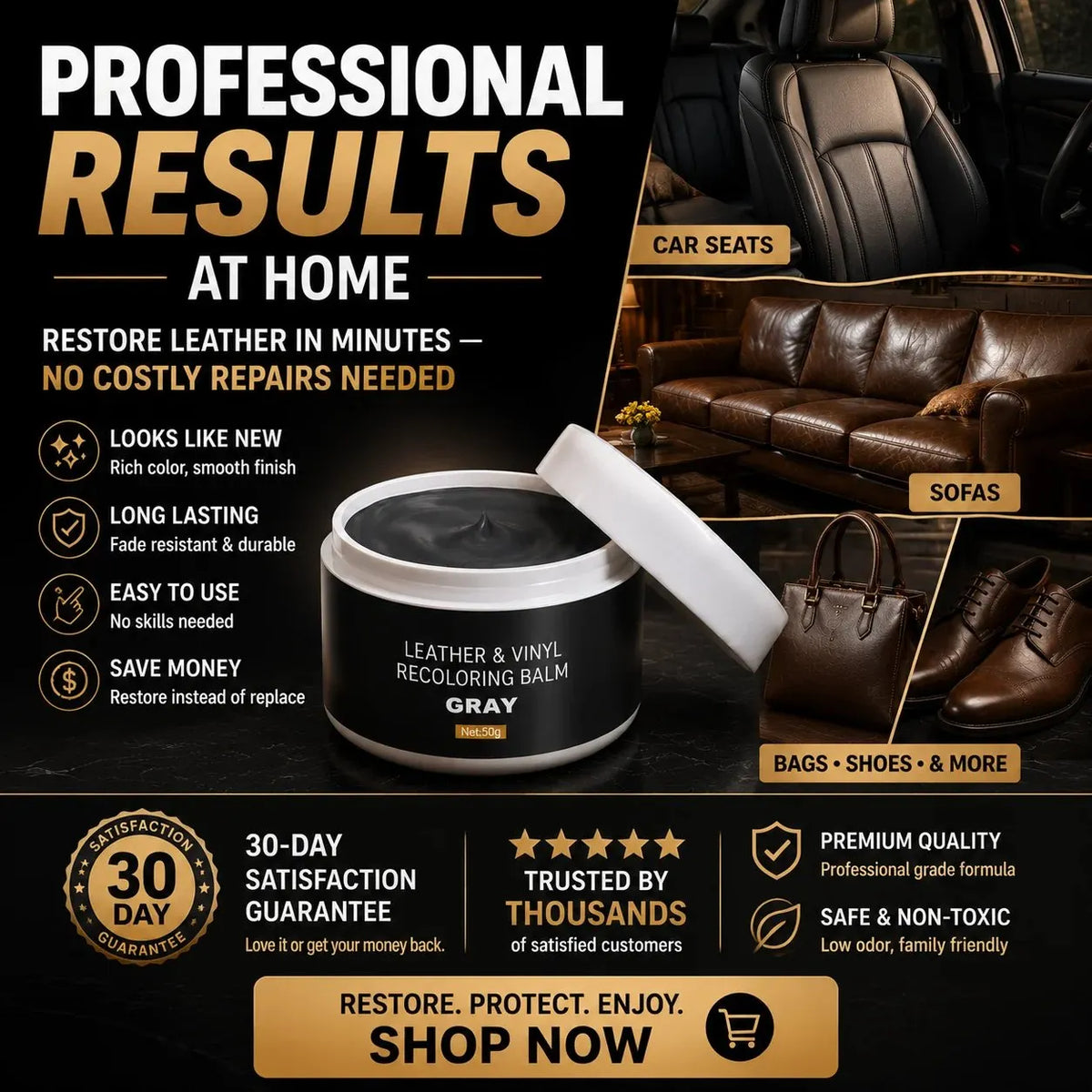 🔥HOT SALE🔥Leather & Vinyl Recoloring Balm Kit – Restore Faded Seats, Sofas & Shoes
