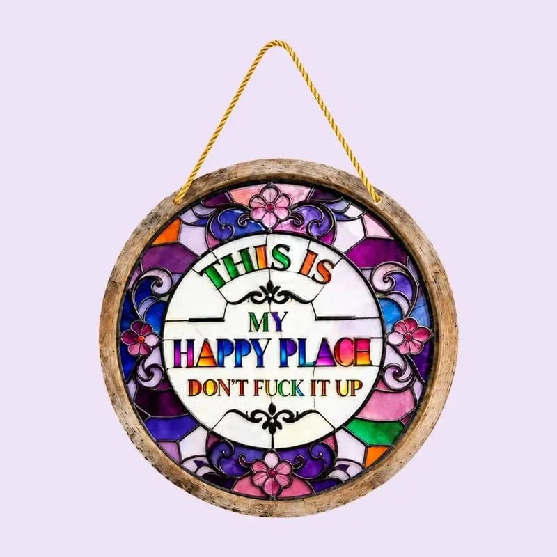 🔥HOT SALE🔥LAST DAY 50% OFF -🌈Stained Glass Happy Place Hanging Decor