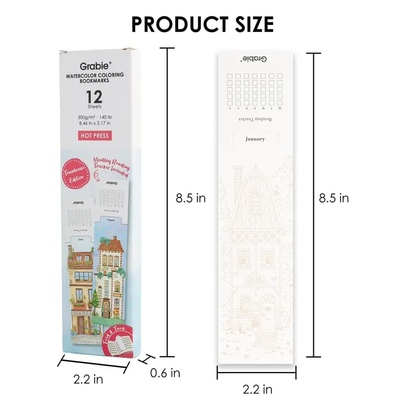 ✨🎨12 Sheets 140lb Watercolor Coloring Bookmarks – Townhouse Edition