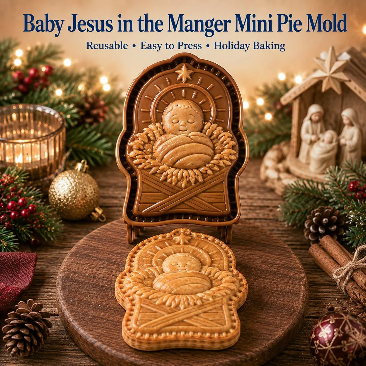 🔥Last Day 50% OFF - ✝️🥧 Faith & Nativity Christmas Mini Pie Mold Collection