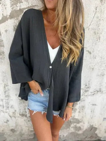 One Button V-neck Loose Cardigan