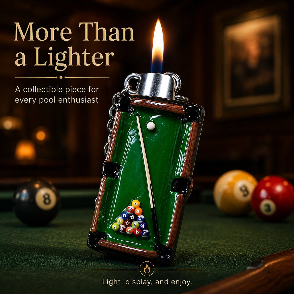 Mini Billiard Table Lighter, Pool Table Shape Novelty Flame Lighter Gift