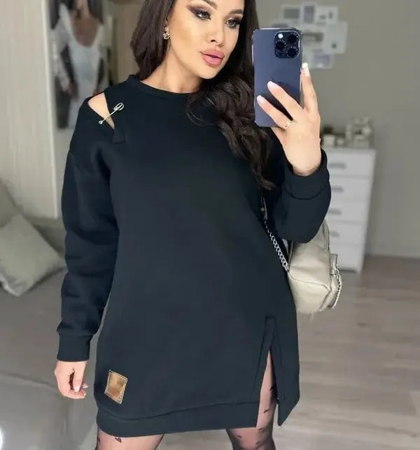 Women's Chic Hollow Out Sweatshirt Dress
