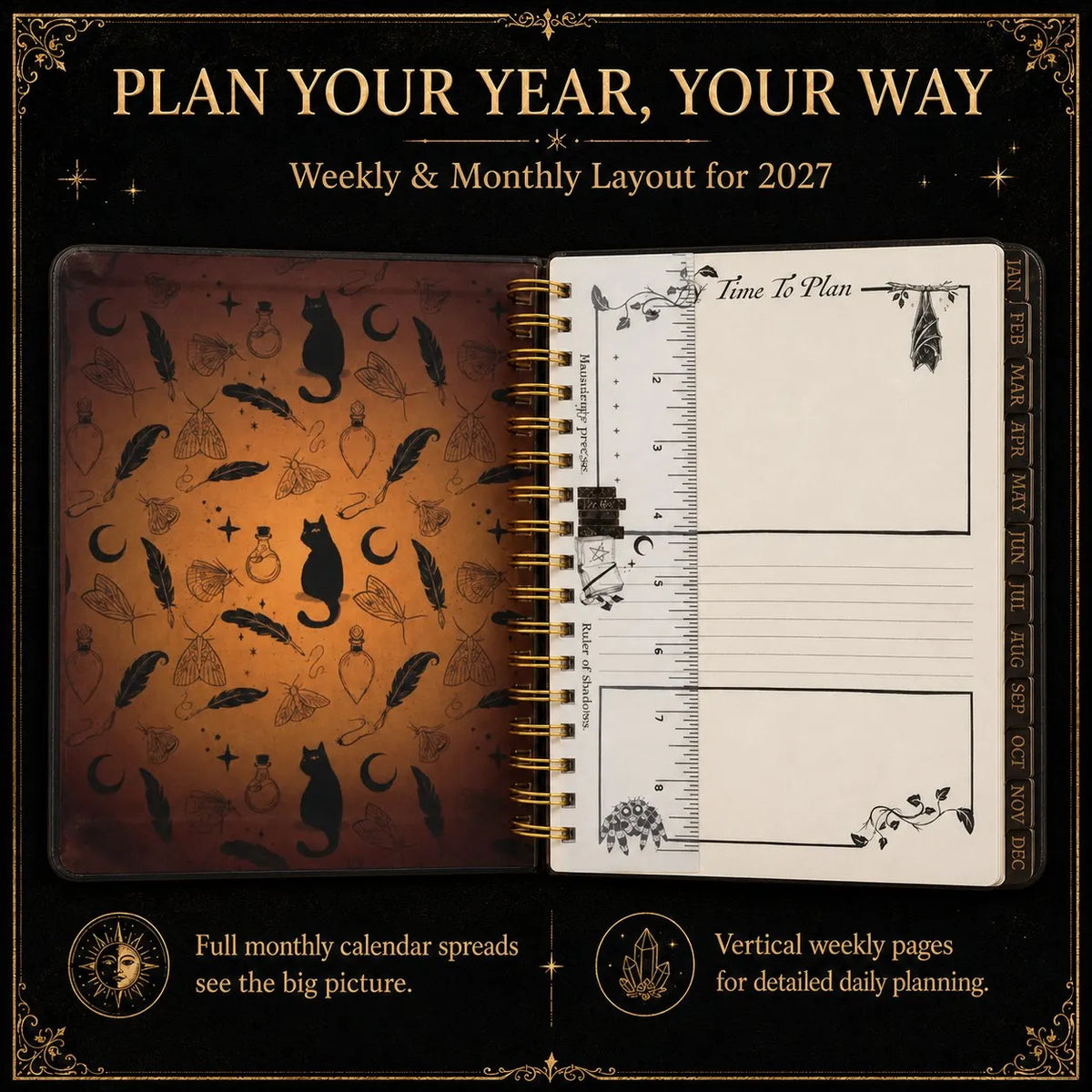 ✍️📕Waiting for the Night: The Witching Hour 2027 Weekly Planner🖤Gothic Romance & Practical Magic for the Year Ahead.