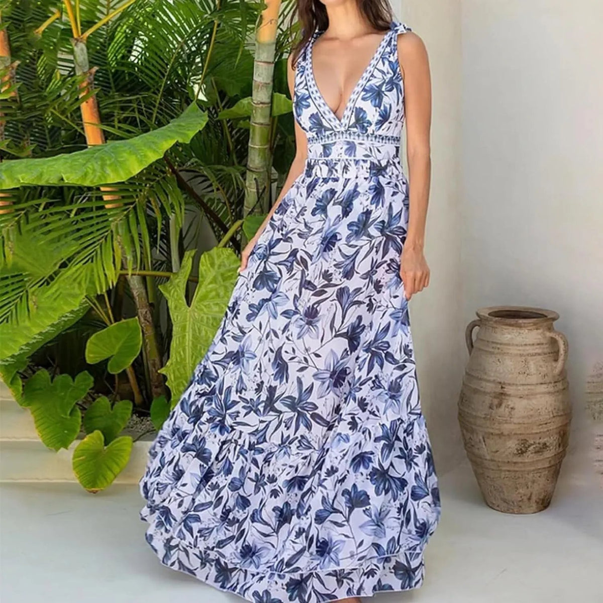 Women Adjustable Shoulder Strip Plant Prints One Piece Swimsuit And Skirt/Sarong(Buy 2 Free Shipping)