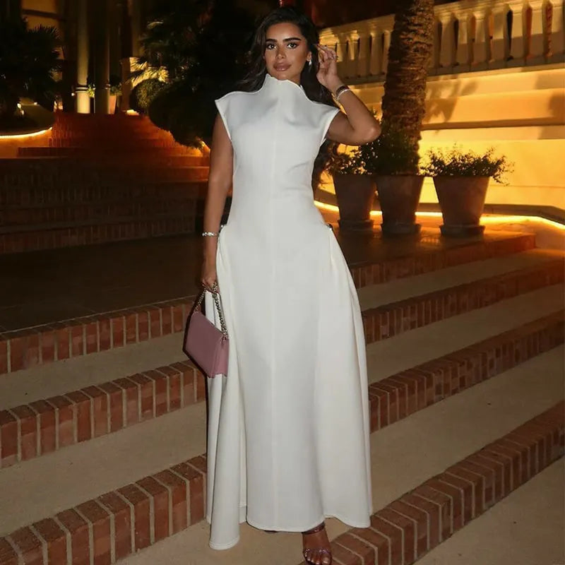 Sleeveless irregular neckline dress