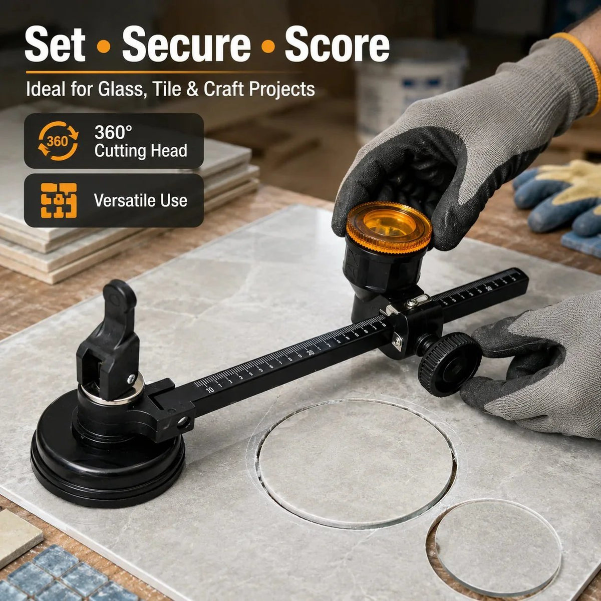 🎉 🔥Glass Circle Cutter Tool for Tiles and Ceramics with Adjustable Features, Cutting 300MM