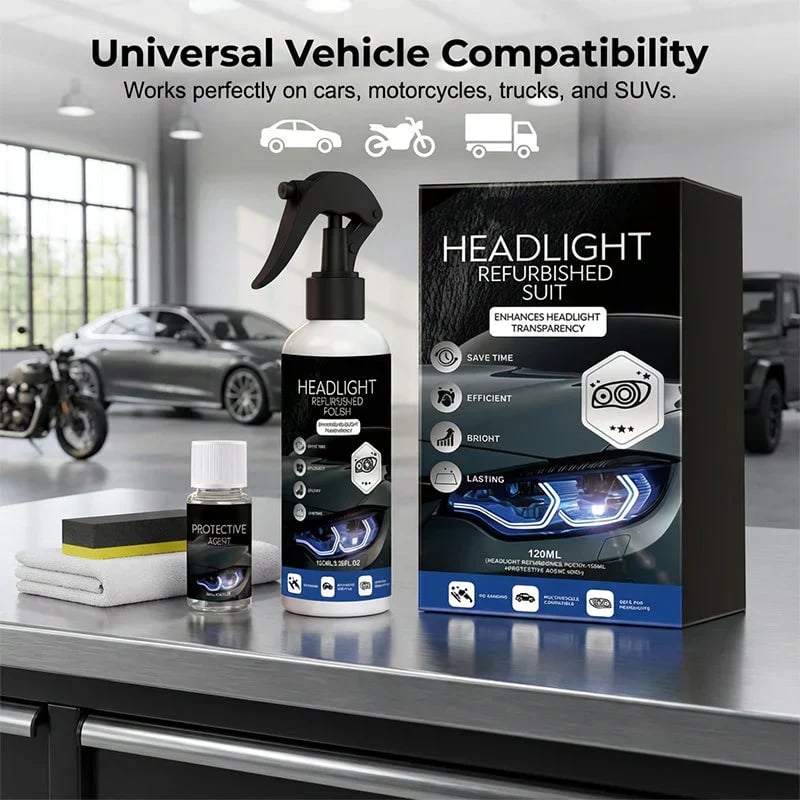 🎉🚗 49% OFF !!! 🔆 Professional Car Headlight Restoration Kit – Removes yellowing & scratches, restores clarity & UV protection – easy DIY solution ✨