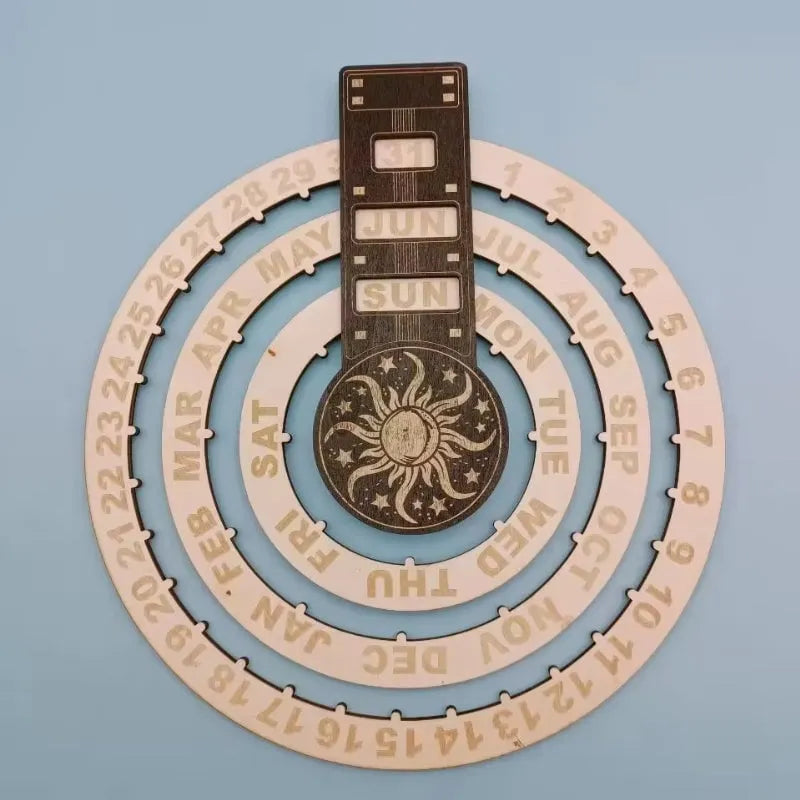 Wooden Rotating Circular Perpetual Calendar