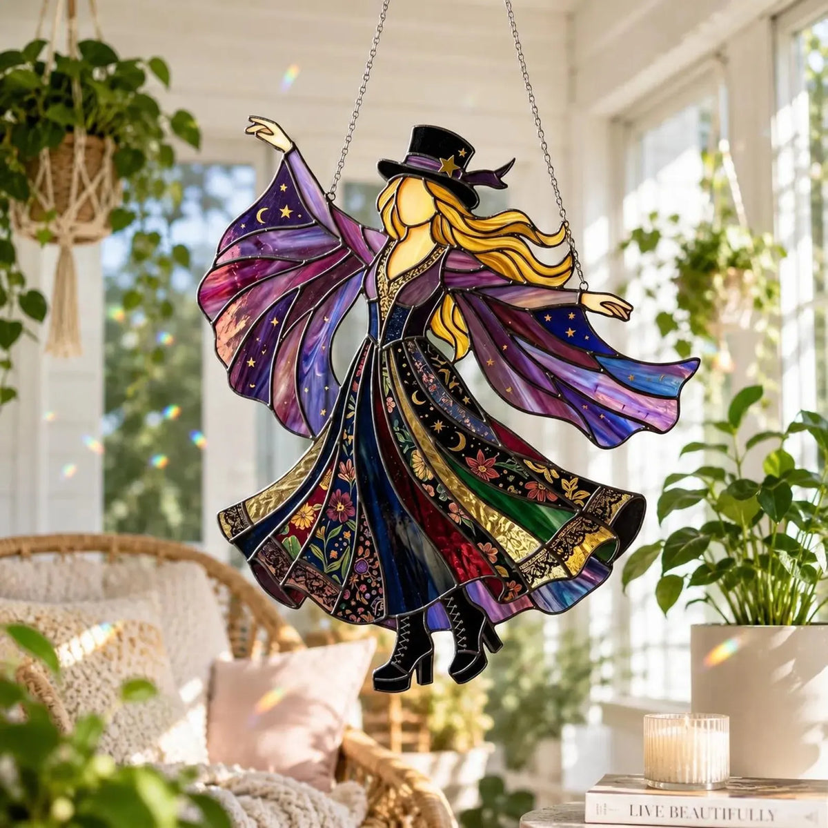 🔥LAST DAY 59% OFF -💃Stevie Nicks🤘 Handmade Stained Glass Spinner