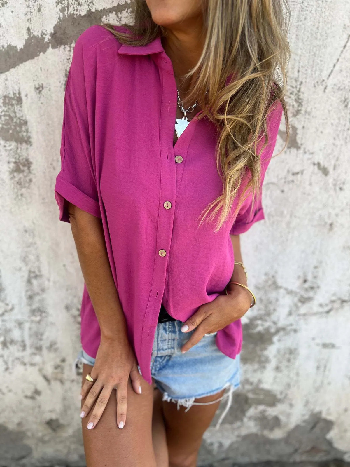 🌸Spring Specials🌸 Women's Casual Solid Color Loose Fit Shirt