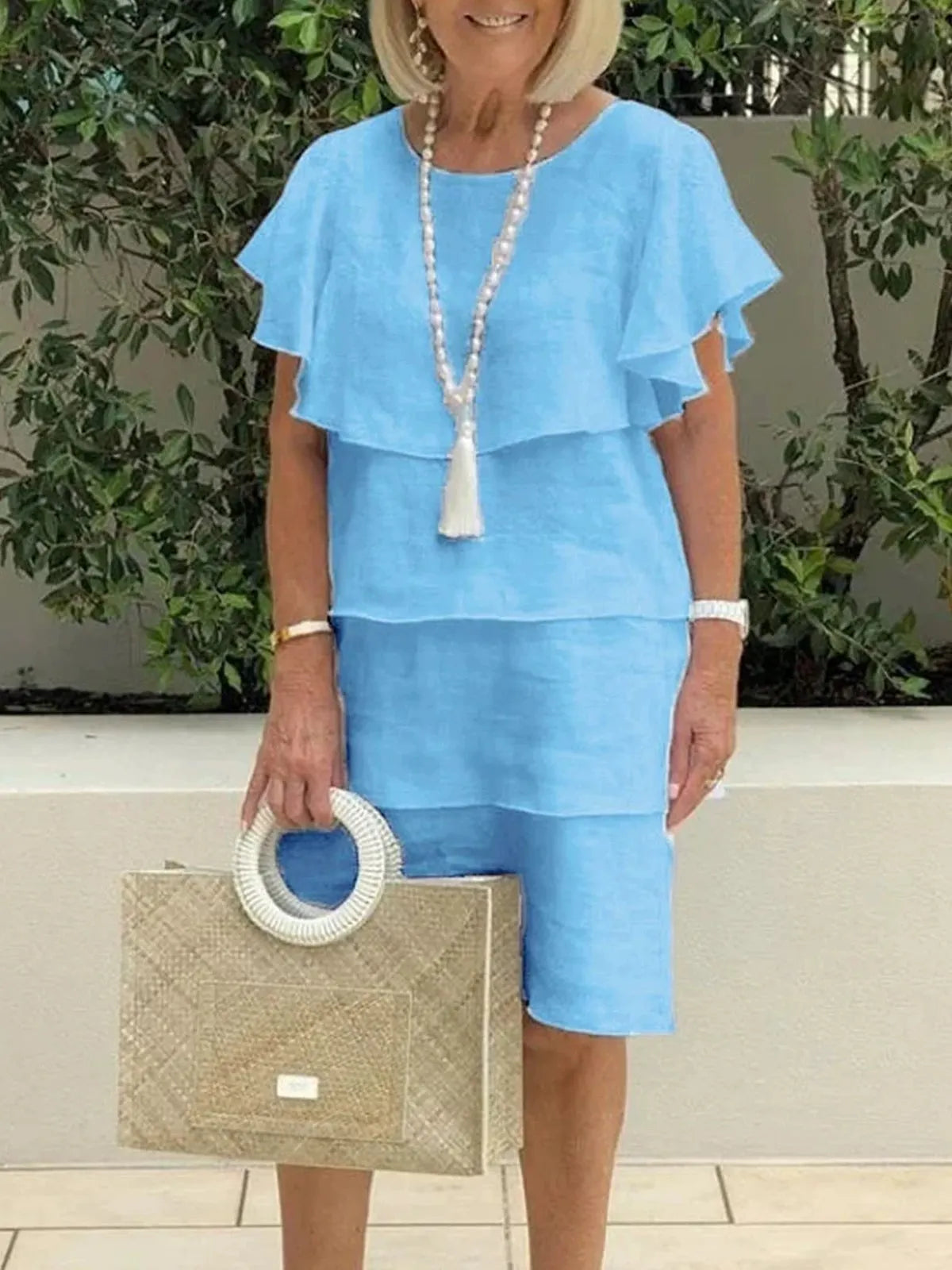 💕Limited Time 49% Off💕Ruffle Detail Short Sleeve Knee-Length Dress