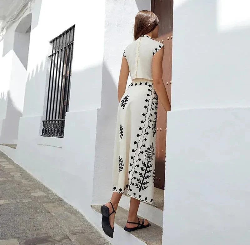 Printed Top and Skirt Set