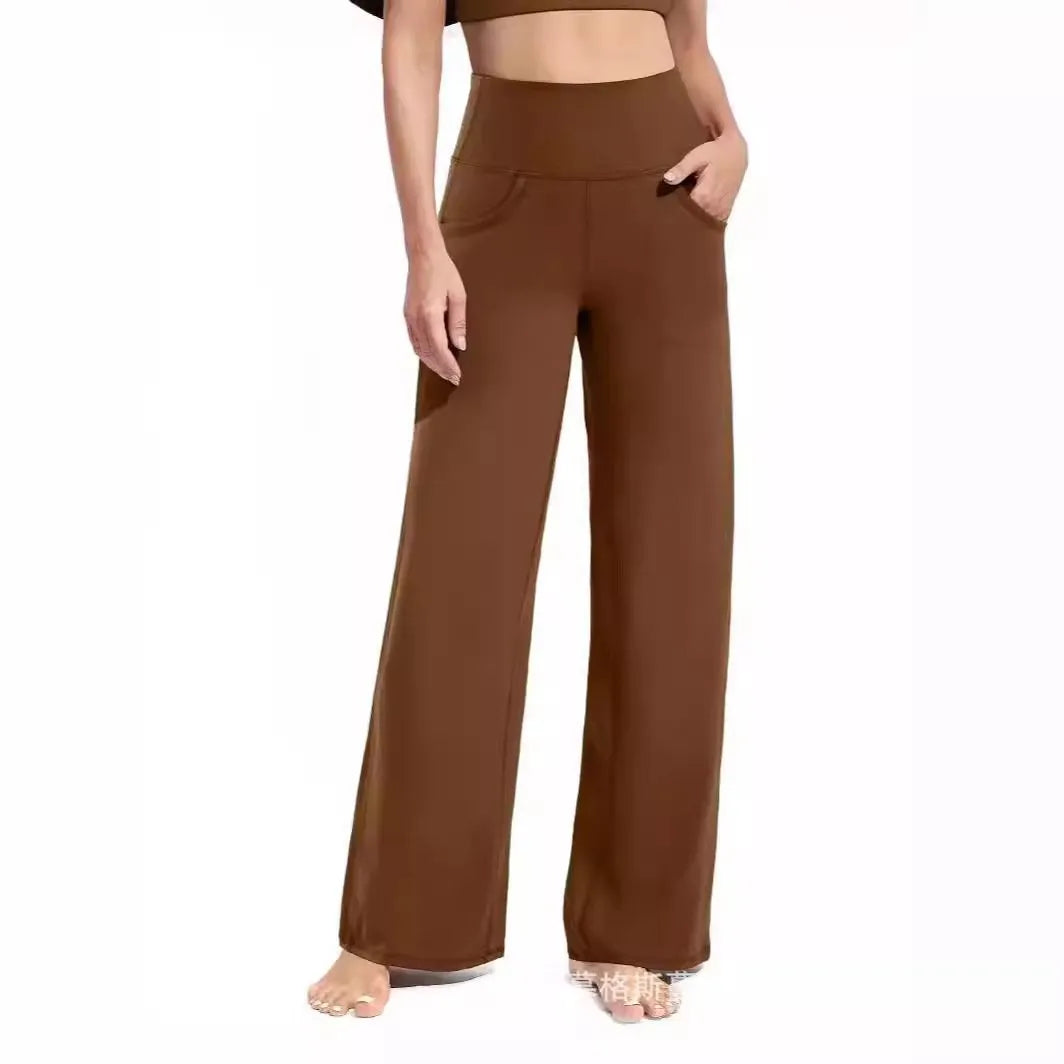Woman's Stretch Wide Leg Pants Yoga Pants with Pockets