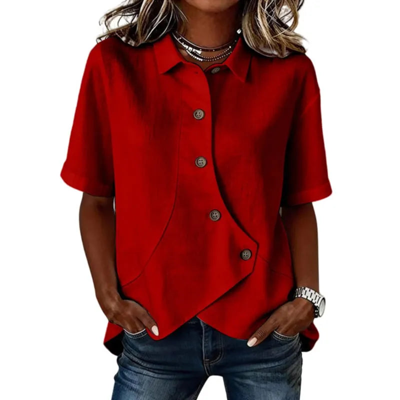 Asymmetrical Placket Button Down Shirt