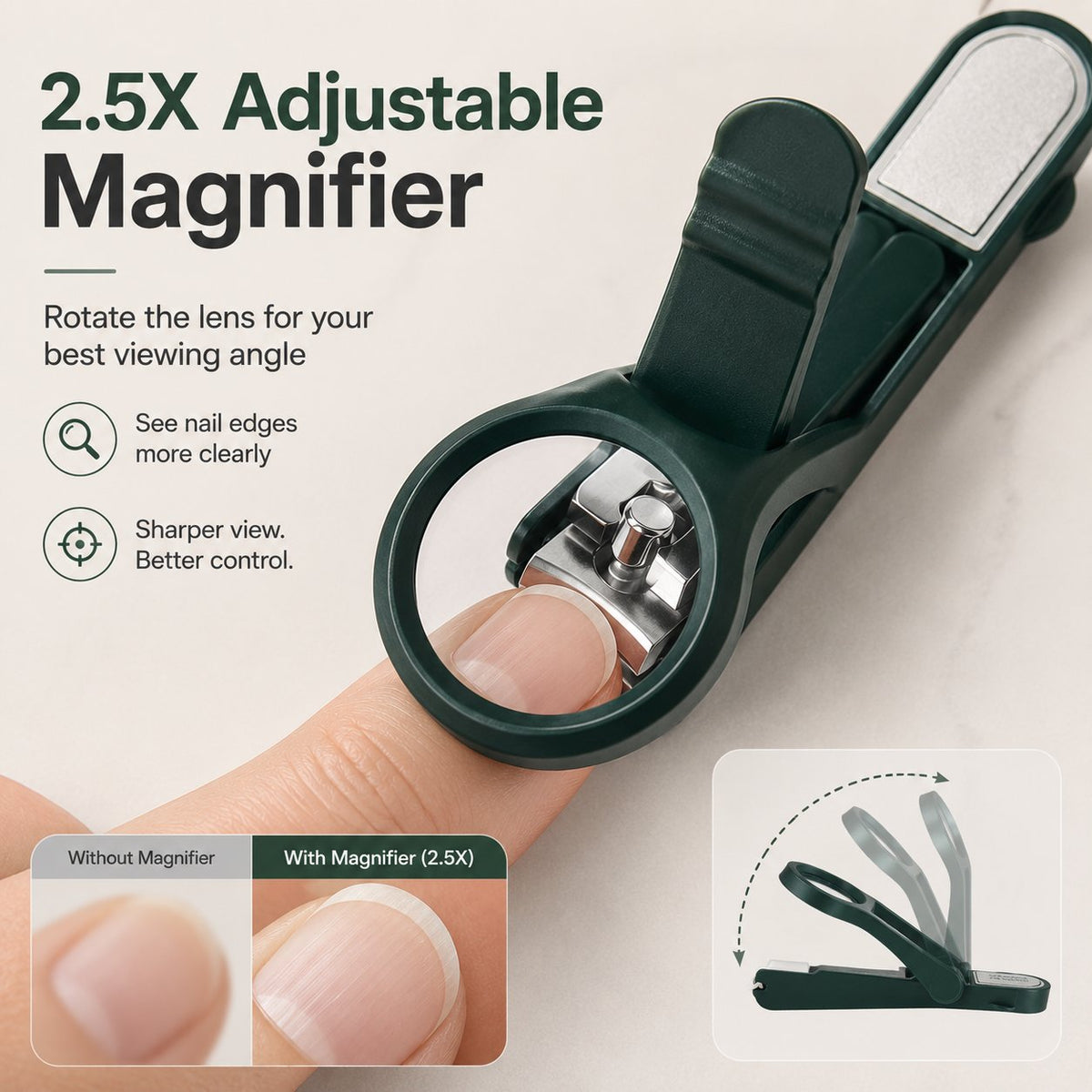 🔥HOT SALE🔥🔍 Precision Magnifying Nail Clipper — See Every Trim Clearly for Safer, Easier Nail Care! ✂️✨