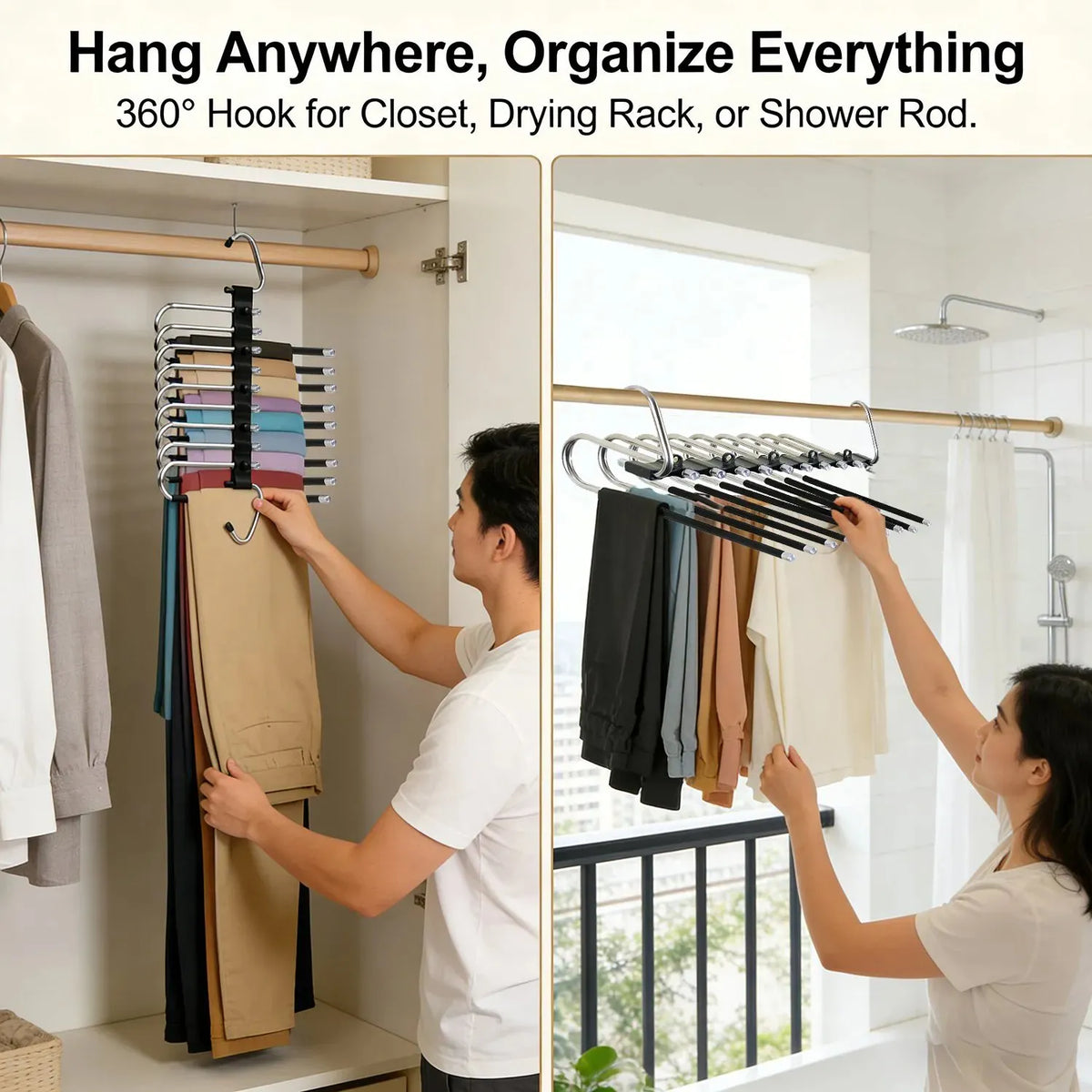 🎉👖 9-Tier Space-Saving Pants Hangers – 2 Pack