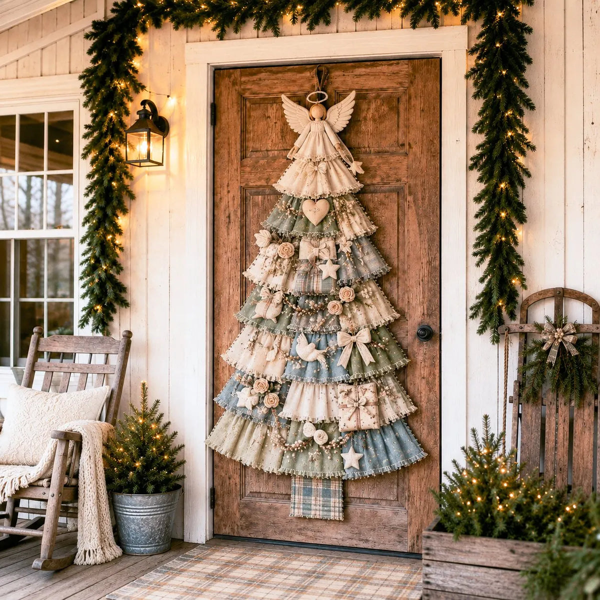 🔥 HOT SALE 🔥🎄Beginner-Friendly DIY Oversized Patchwork Christmas Tree Door Hanging Kit | Complete Kit with All Tools & Step-by-Step Guide Included 💕