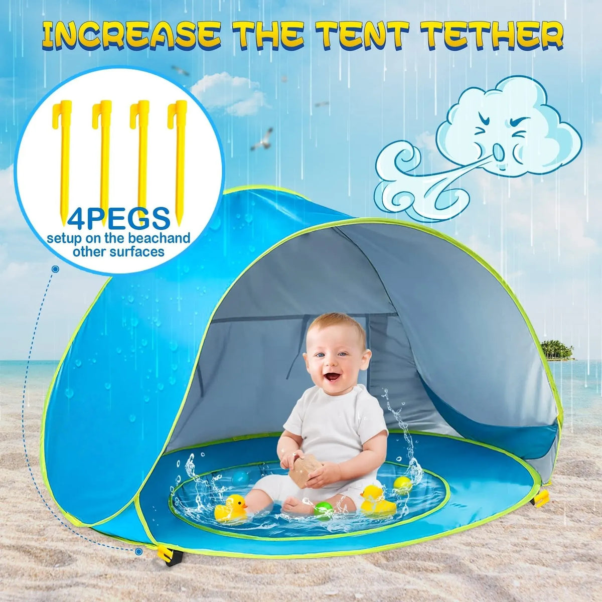 🔥Last Day 49% OFF - 🏖 Portable Uv-Resistant Baby Beach Tent