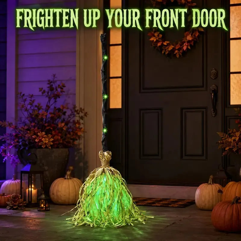 🎃40% OFF TODAY🧹Animated Dancing Witch Broom - Motion-Activated Light & Spooky Sound Decor✨