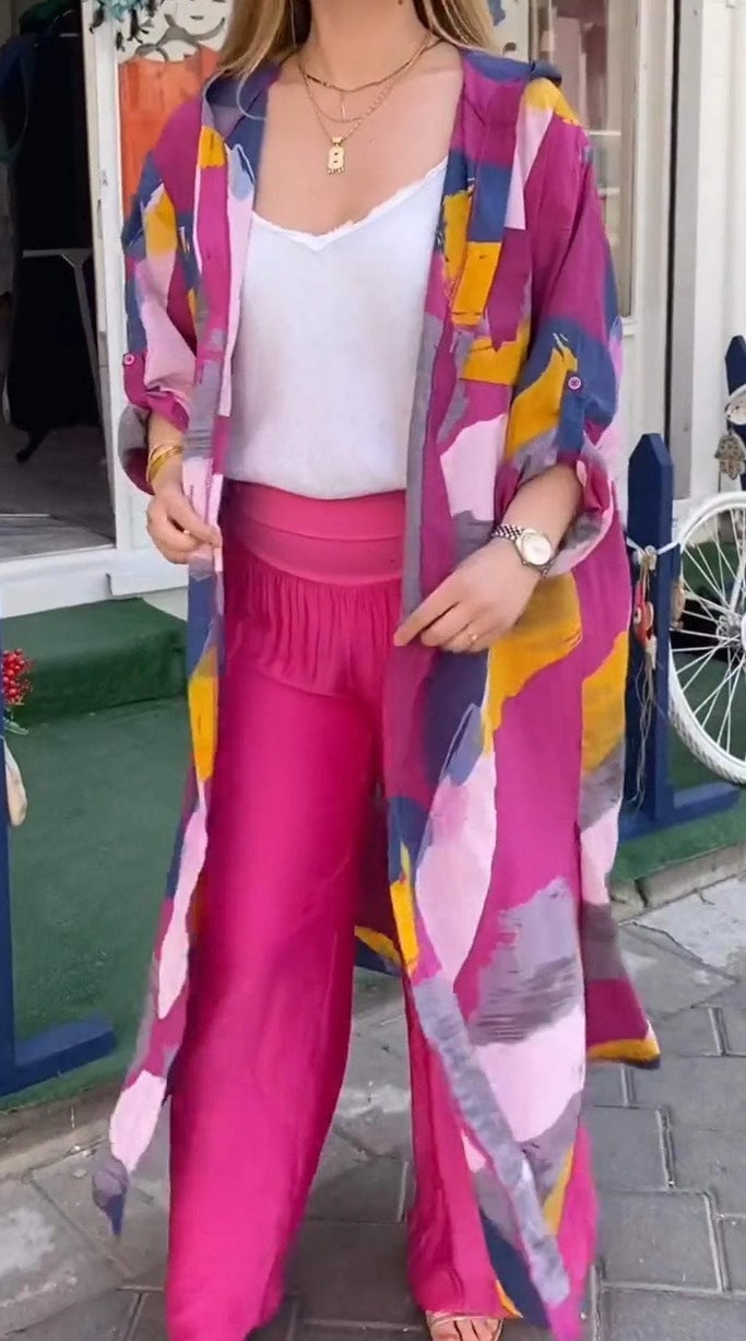 Women's colorful long thin top