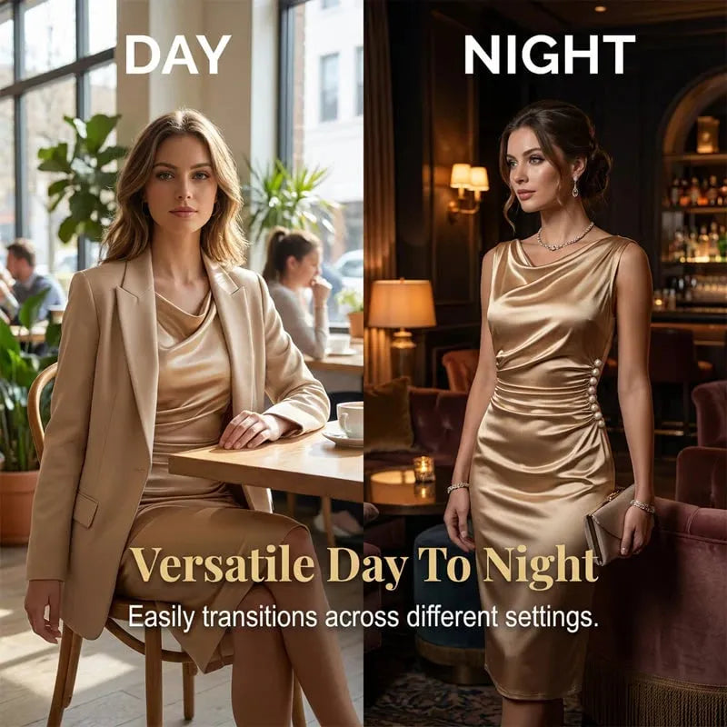 Women's Sleeveless Cowl Neck Midi Dress