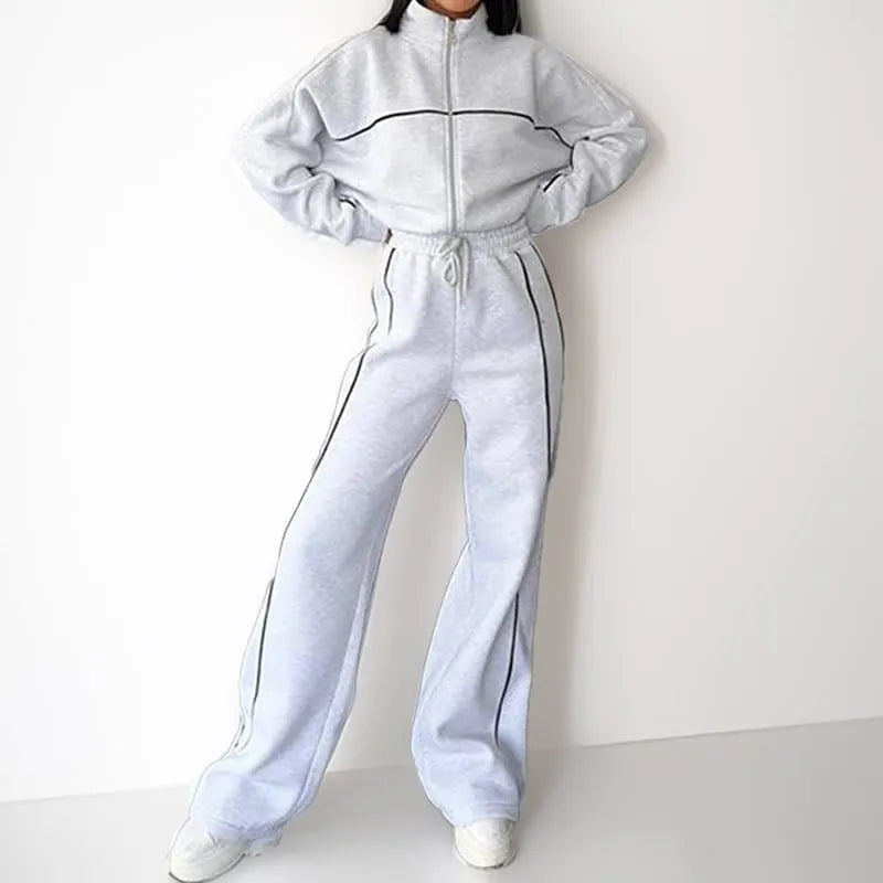 Autumn temperament casual loose fashion cardigan hoodie set women