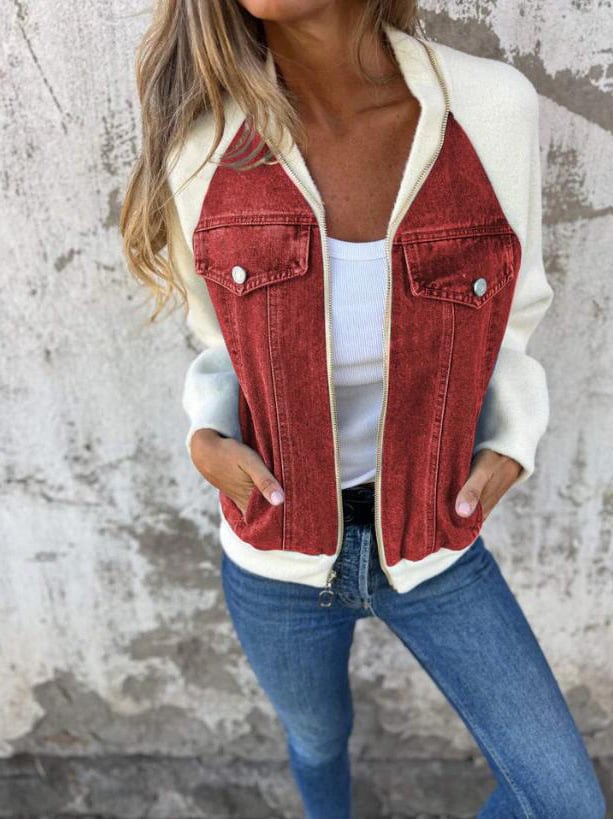 Women Winter Casual V-neck Zipper Jacket
