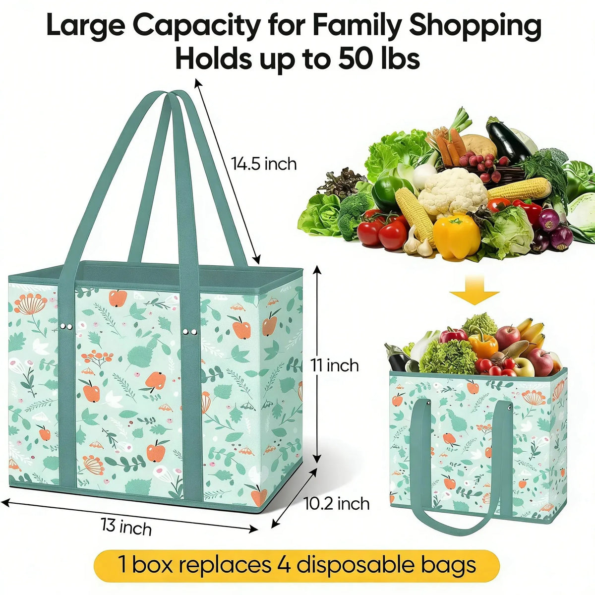 🔥HOT SALE🔥Thickened reusable shopping bag (foldable, sturdy, waterproof) 🛒✨