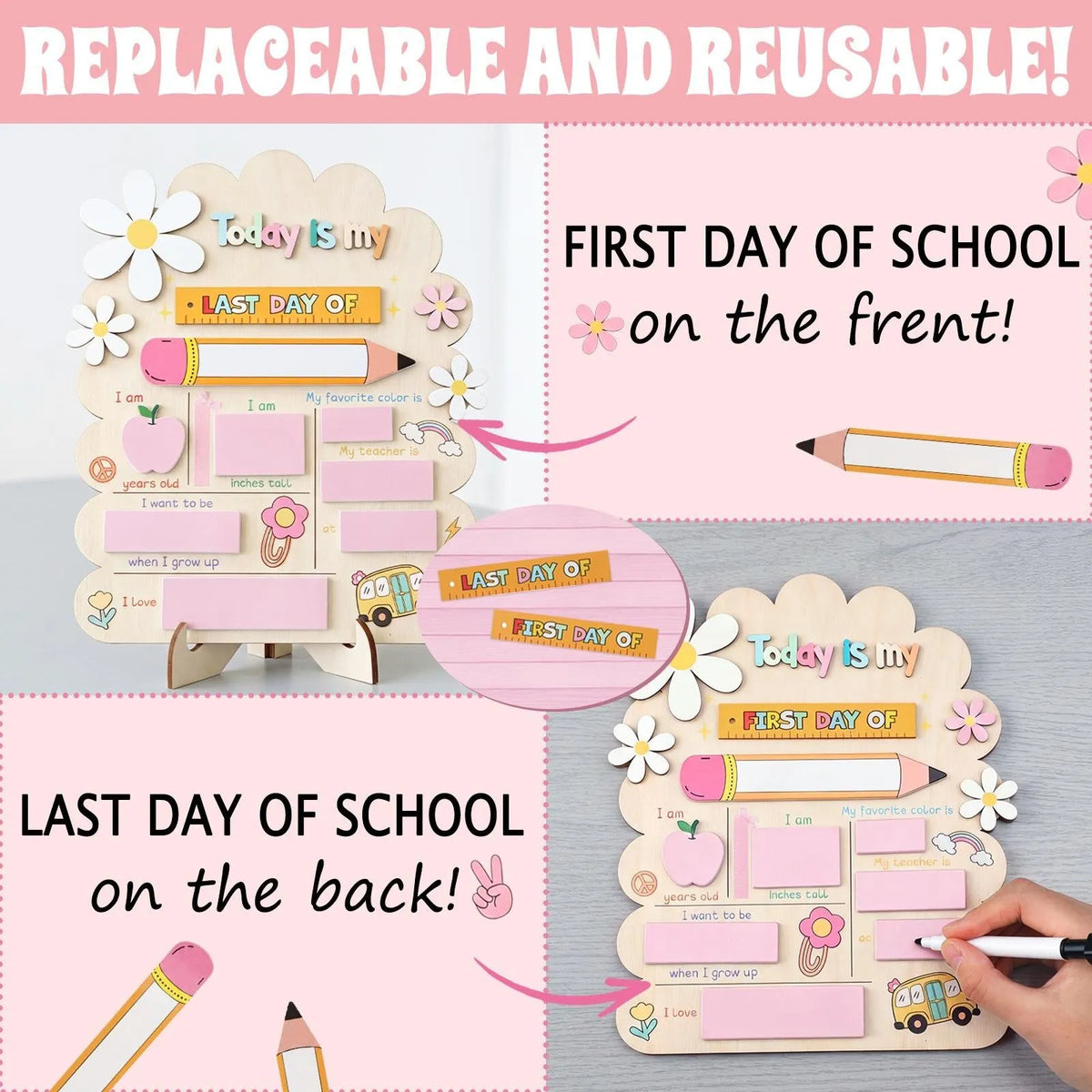 🔥Last Day 49% OFF - 🧑‍🏫✨Reusable First & Last Day of School Chalkboard Sign – Capture Every Milestone Memory