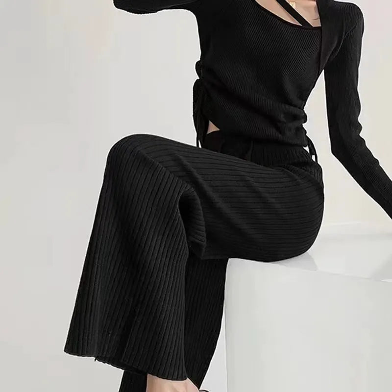 Striped Wide Leg Knit Casual Pants (Buy 2 Free Shipping)