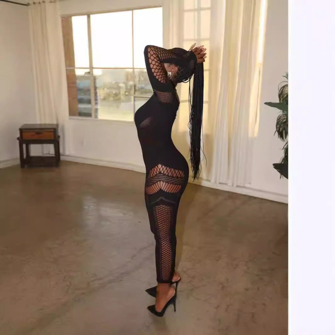 Hollow Knit Long Bodycon Dress for Women