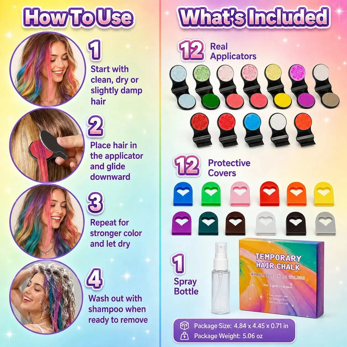 🔥 HOT SALE 🔥🌈12-Color Temporary Hair Chalk Applicator Set