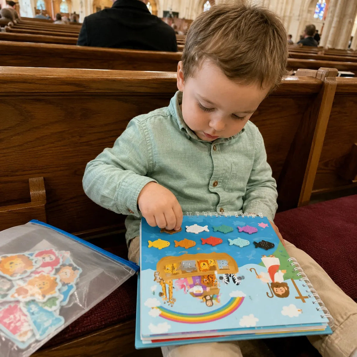 ✝️ Bible Busy Book for Toddlers | Montessori Christian Quiet Book with 152 Velcro Pieces & 15 Faith Activities