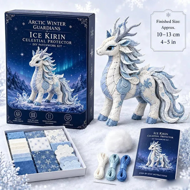 🔥HOT SALE🔥DIY Ice Dragon Felt Patchwork Kit Arctic Winter Guardian Sewing Set