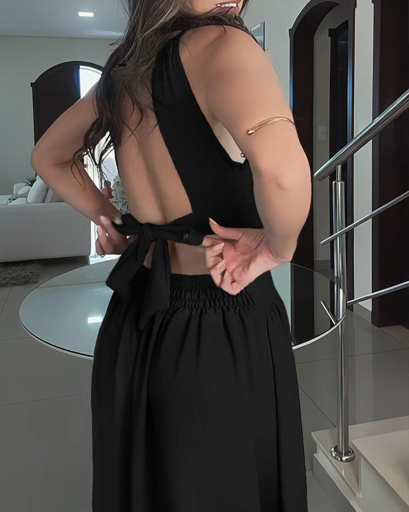 Chic Halter Criss-Cross Flared Dress for a Glamorous Night ✨